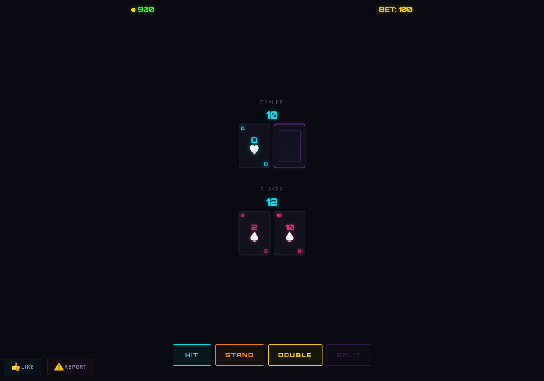 Blackjack — free online neon blackjack game