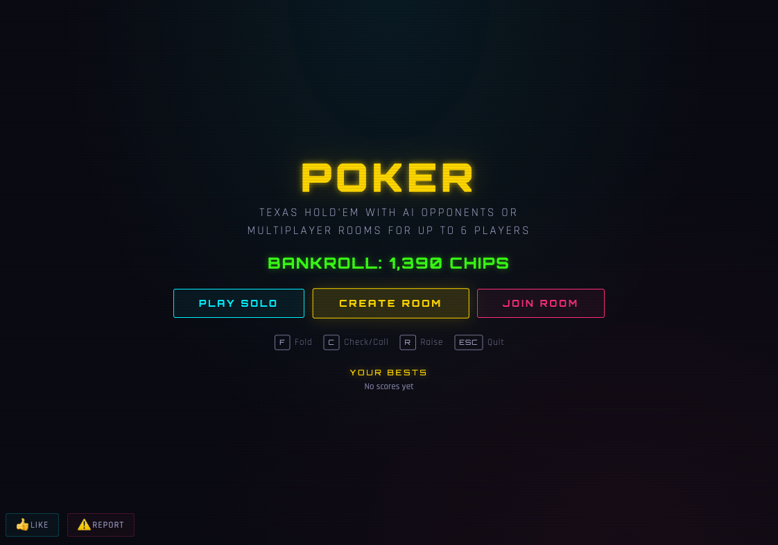 Poker — free online neon Texas Hold'em game