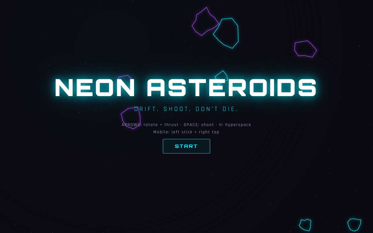 Neon Asteroids — free online space shooter game