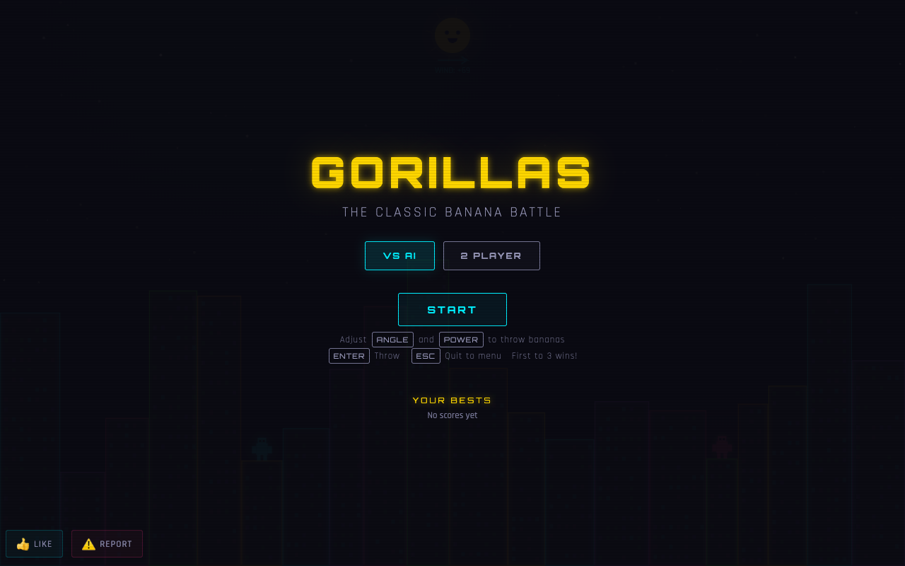 Gorillas — free online artillery banana battle game