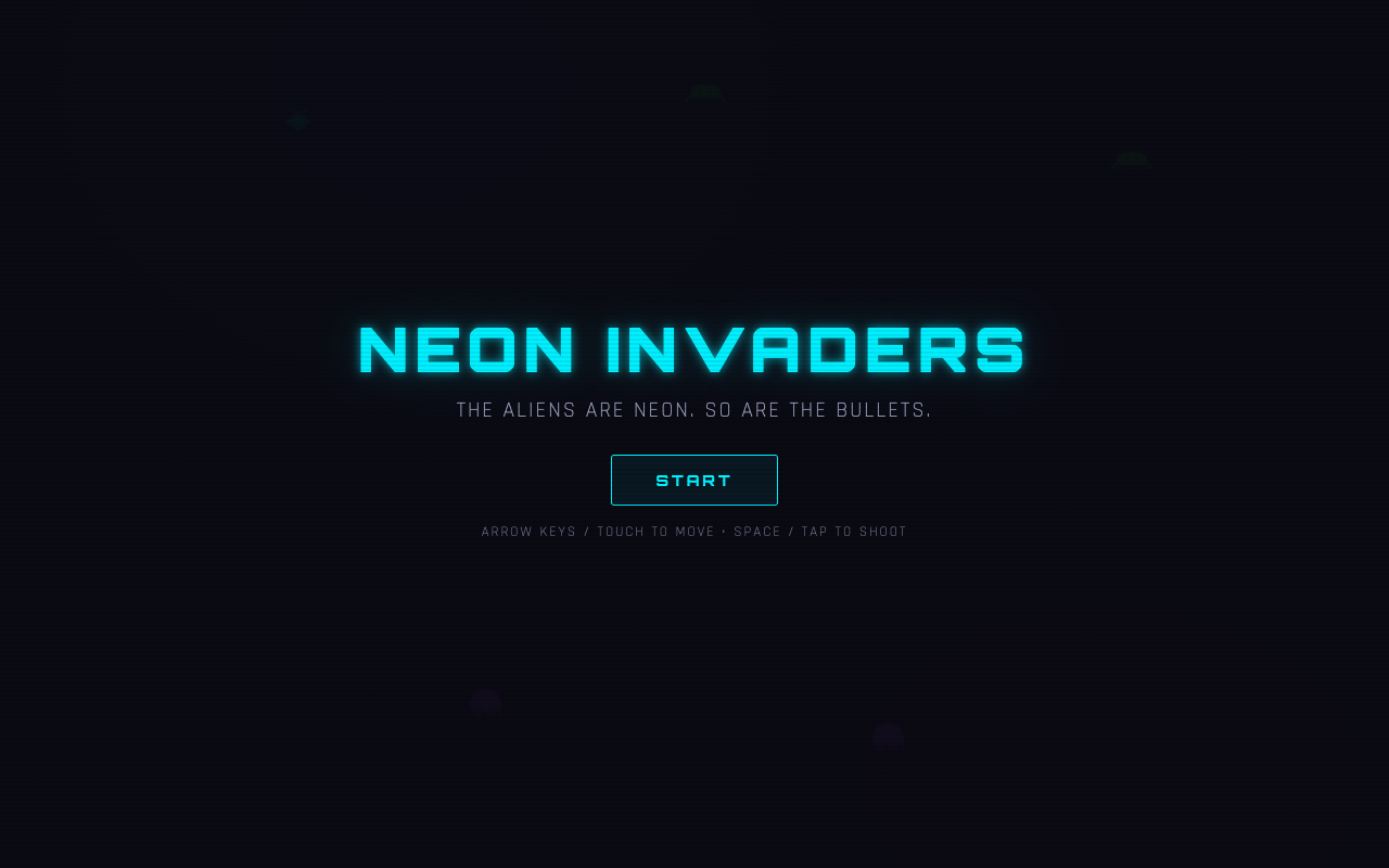 Neon Invaders — free online space invaders game