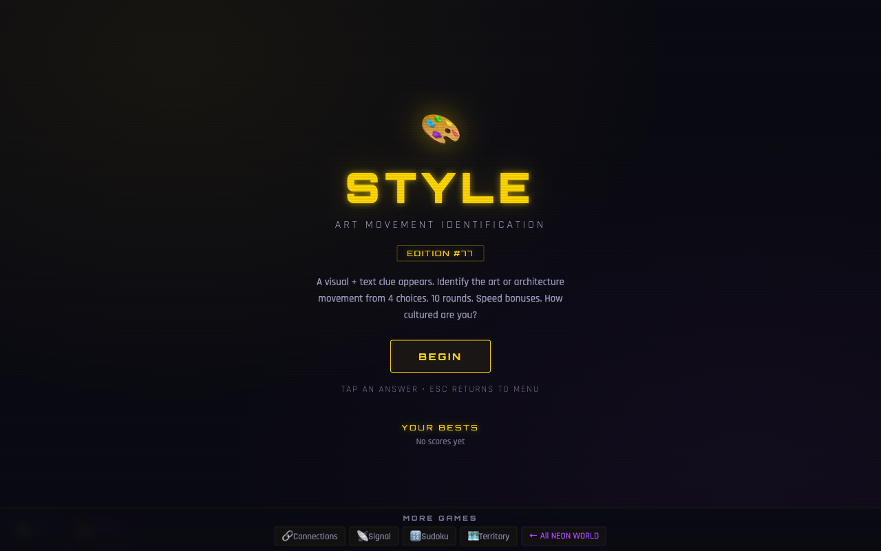 Style — identify art movements and architecture eras